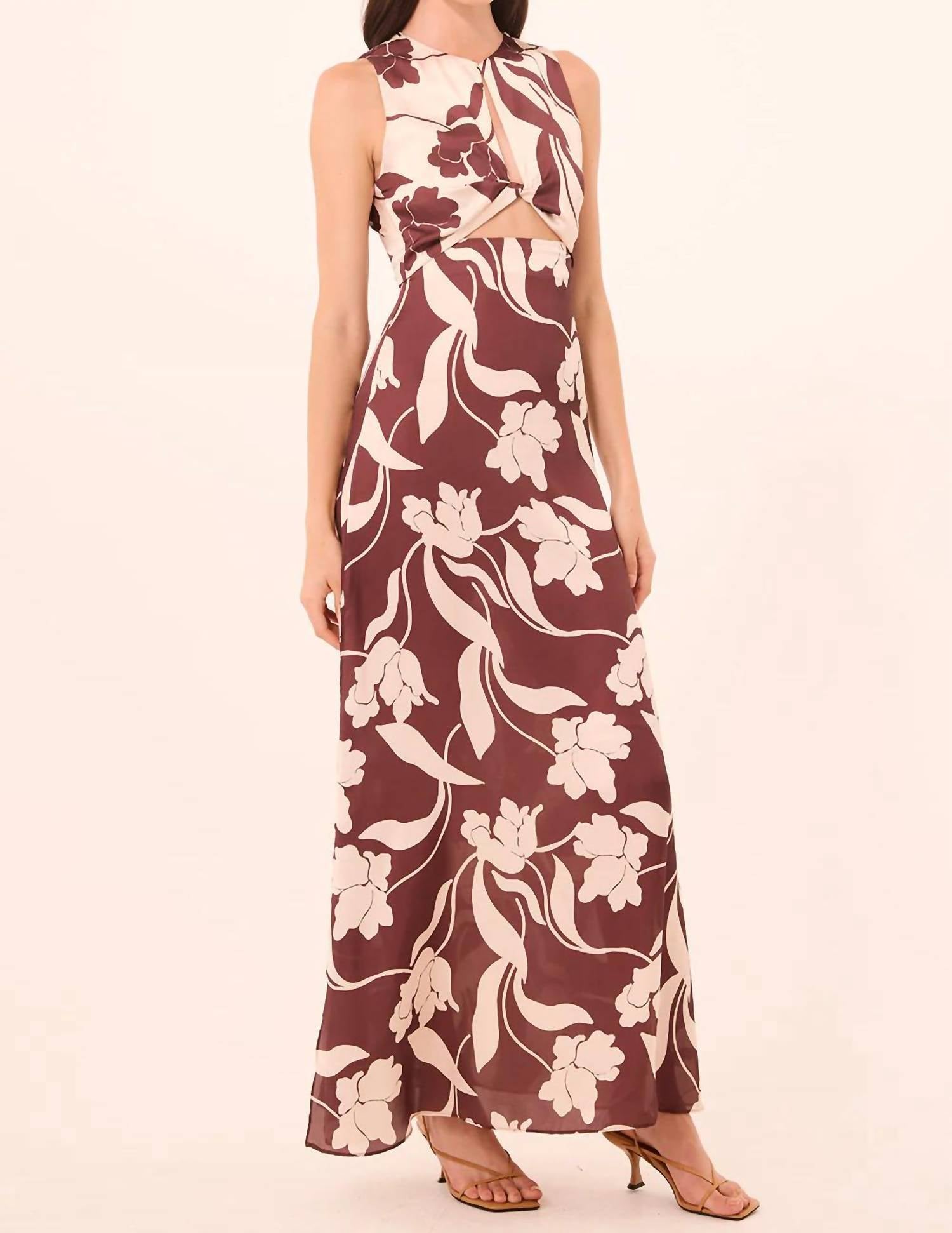 Misa Los Angeles Louanne Maxi Dress in chocolate flora - women's dress - alternate view