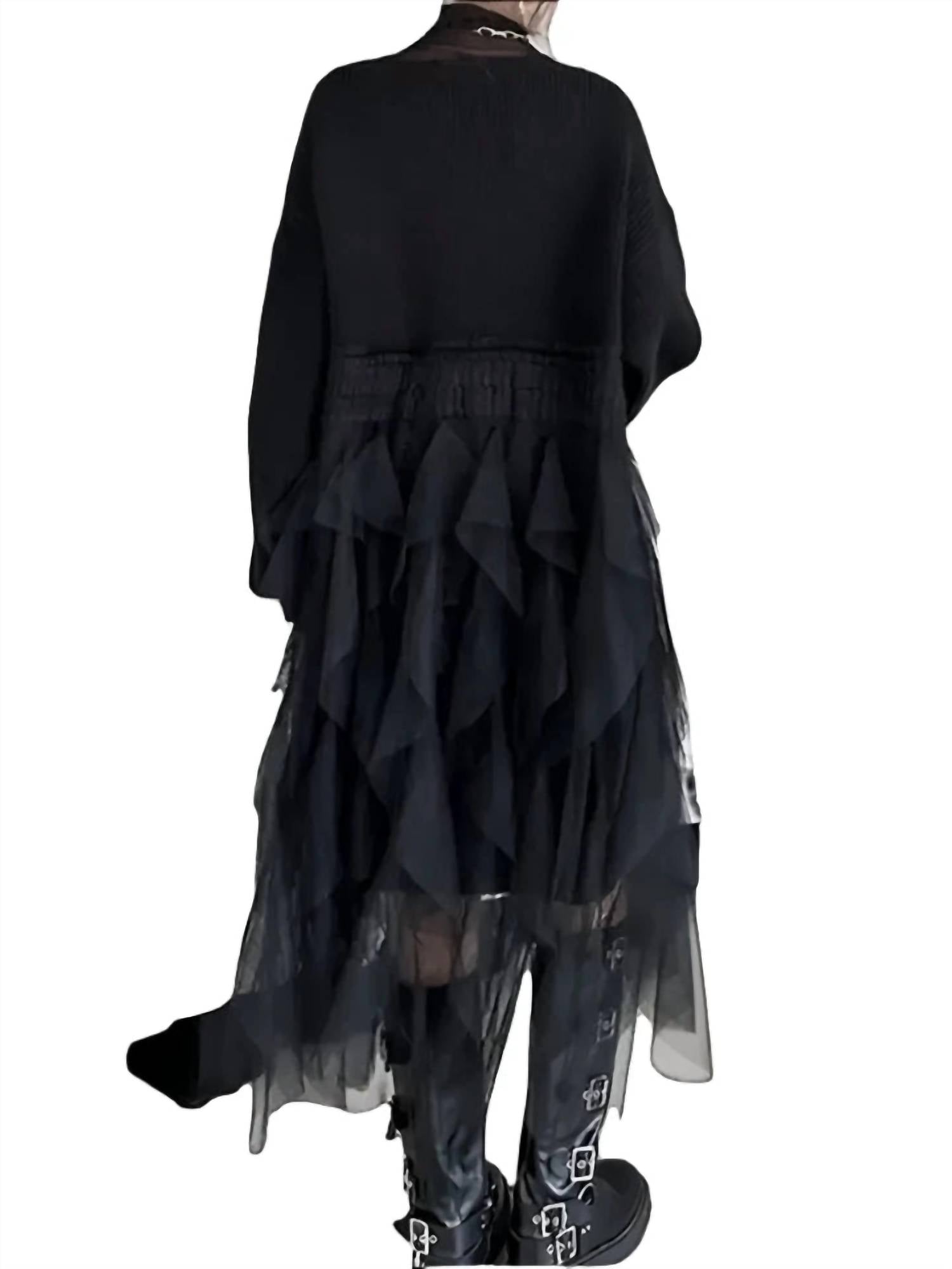 Madonna & Co. - Tulle Trim Sweater Dress