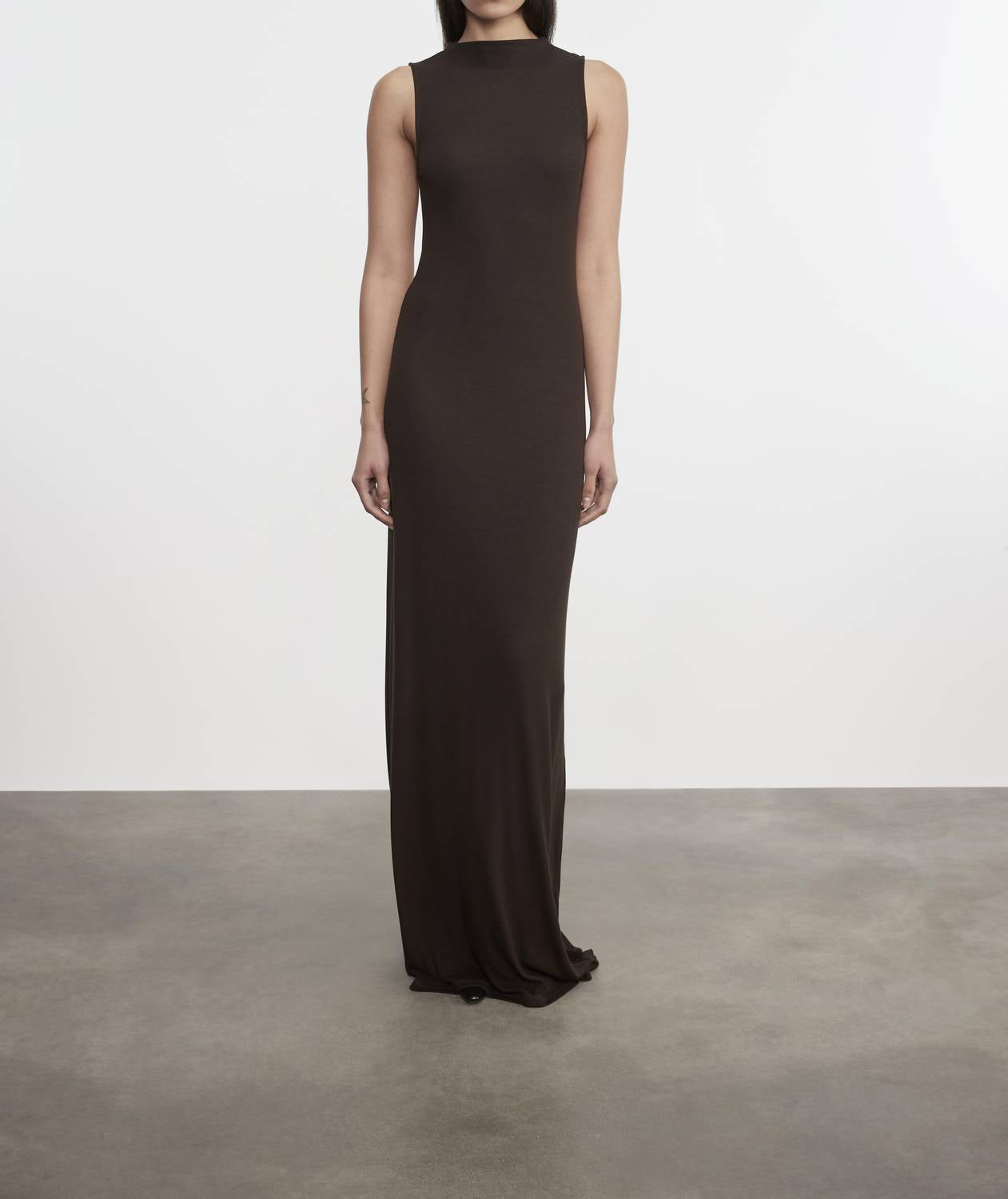Enza Costa - SILK RIB SLEEVELESS MOCKNECK FLUID DRESS