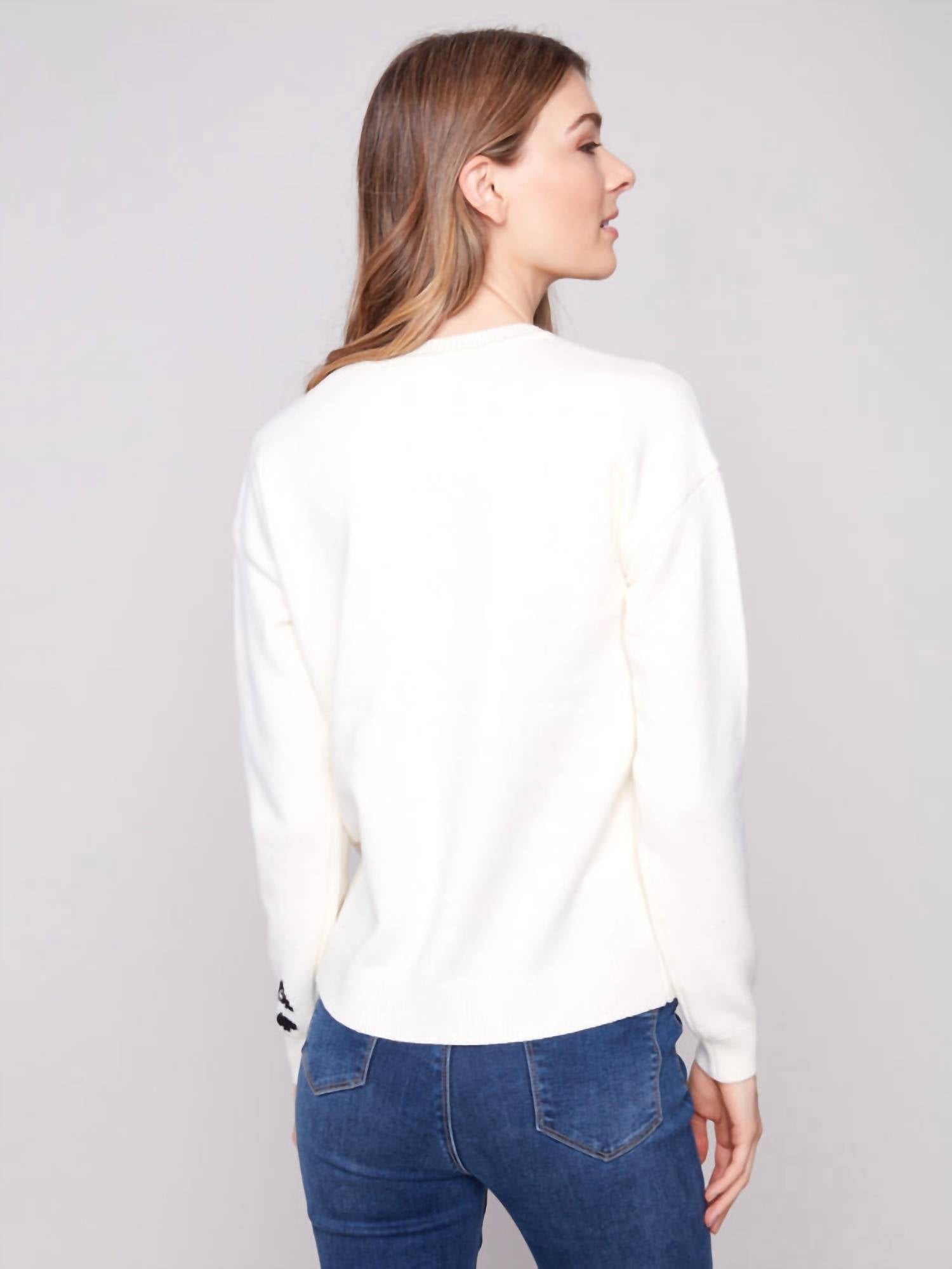 Charlie B - Jacquard Plush Knit Crew Neck Sweater