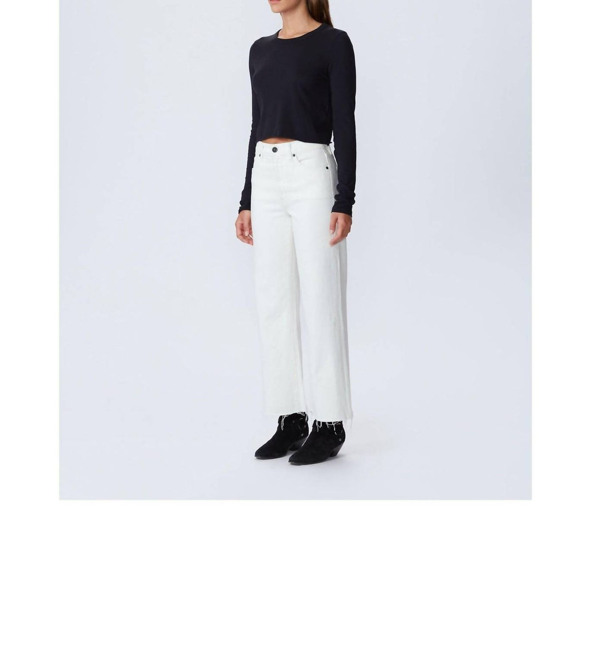 SLVRLAKE Denim Grace Crop Pants in white - women's pants - detail view