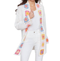 Charlie B - Long Sleeve Knit Cardigan With Crochet Border