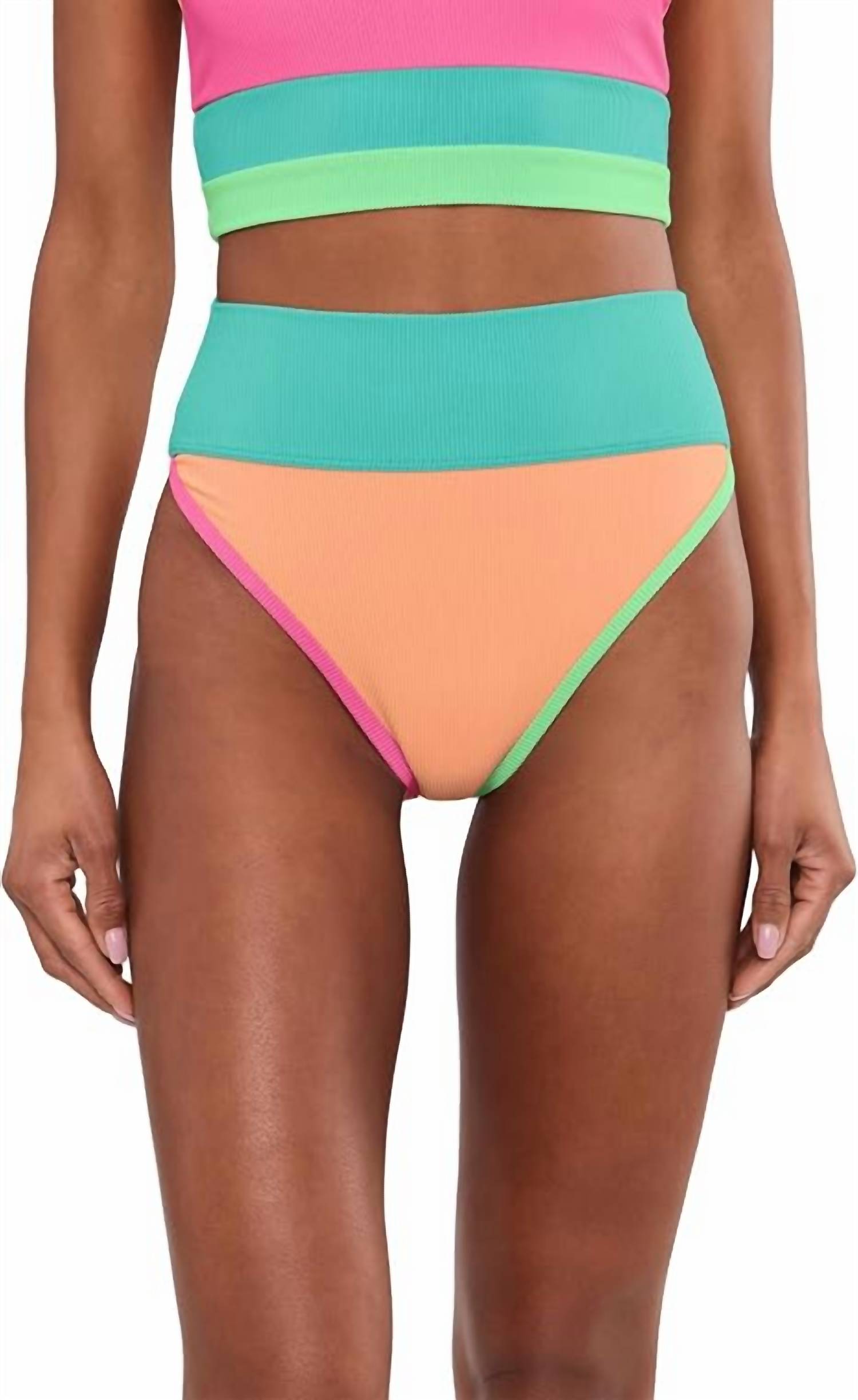 Beach Riot - Emmy Ribbed Color Block High Waisted Swim Bottom