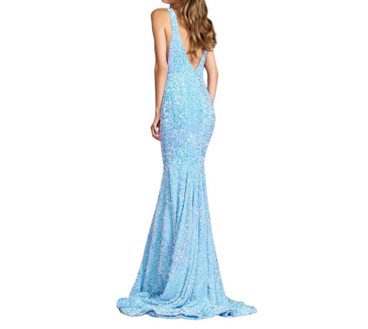 Sherri Hill - Dazzling V-Neck Low Open Back Panel Dress