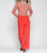 Vilagallo The Muriel Corduroy Wide-Leg Pant in poppy red - women's pants
