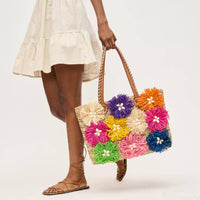 Urban Expressions - Women's Queenie Floral Straw Tote Bag