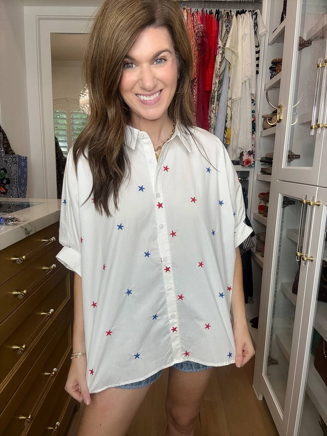 Day + Moon - Hometown Stars Embroidered Top