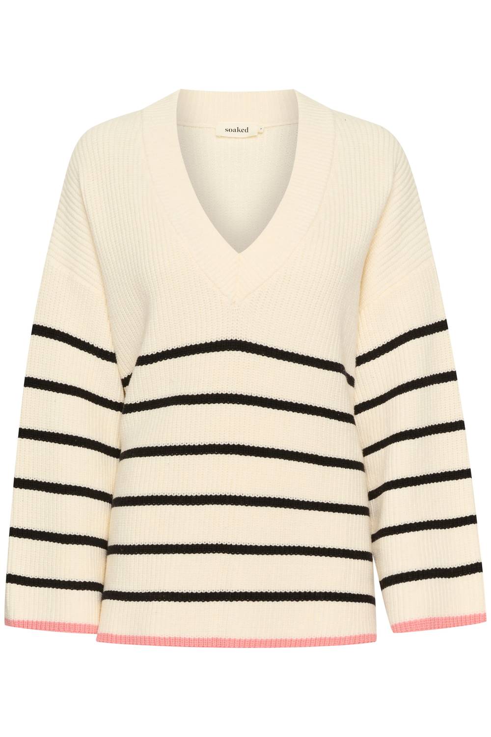 Soaked In Luxury - Musling V-neck Loose Fit Pullover Sweater