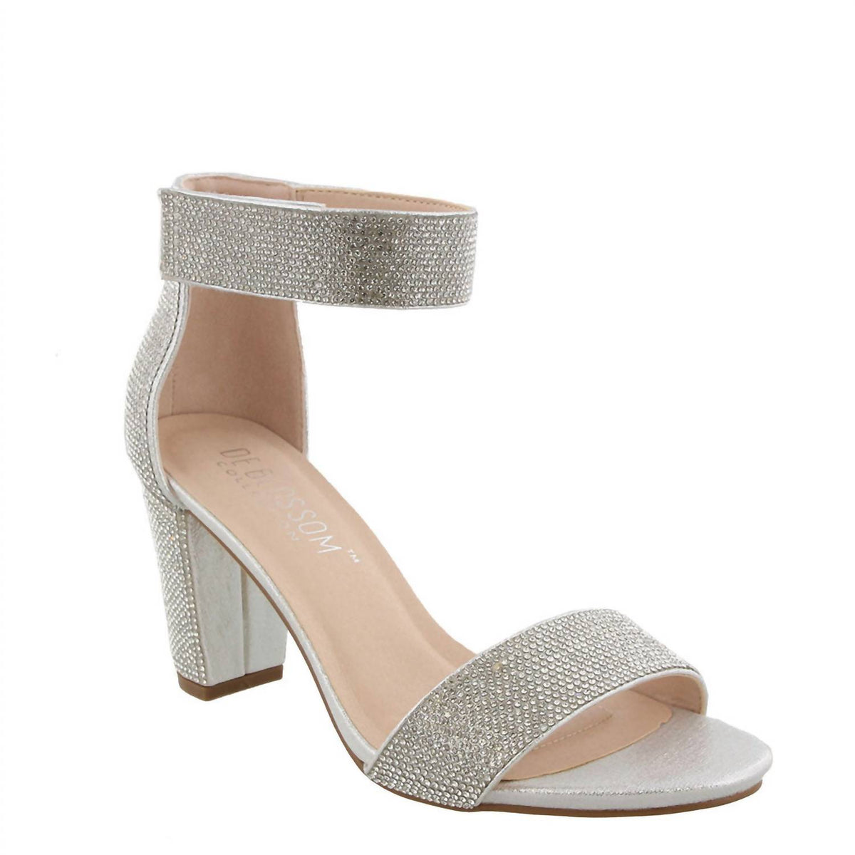 De Blossom Collection - Nicky Silver Shimmer Velcro Strap Heel