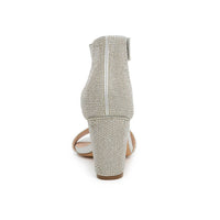 De Blossom Collection - Nicky Silver Shimmer Velcro Strap Heel