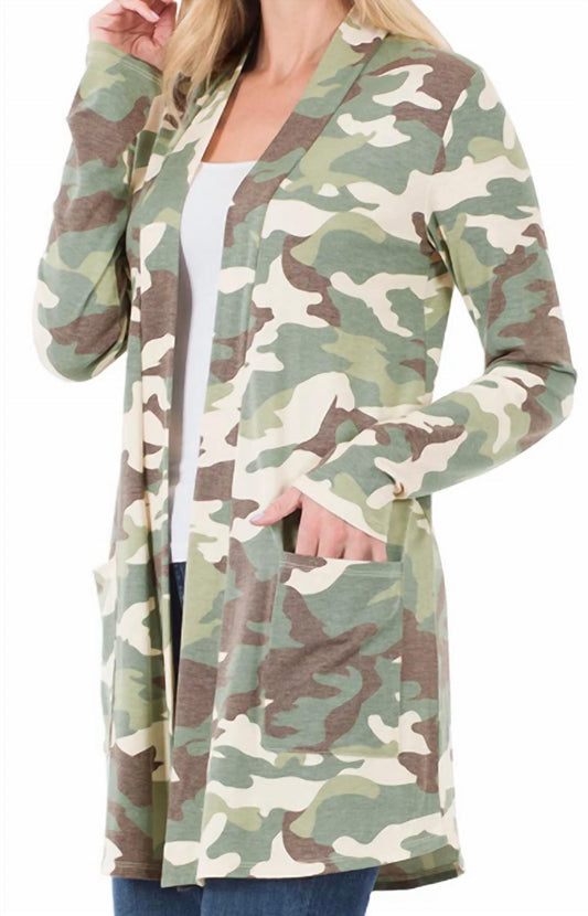 Zenana - Camouflage Mid-thigh Slouchy Pocket