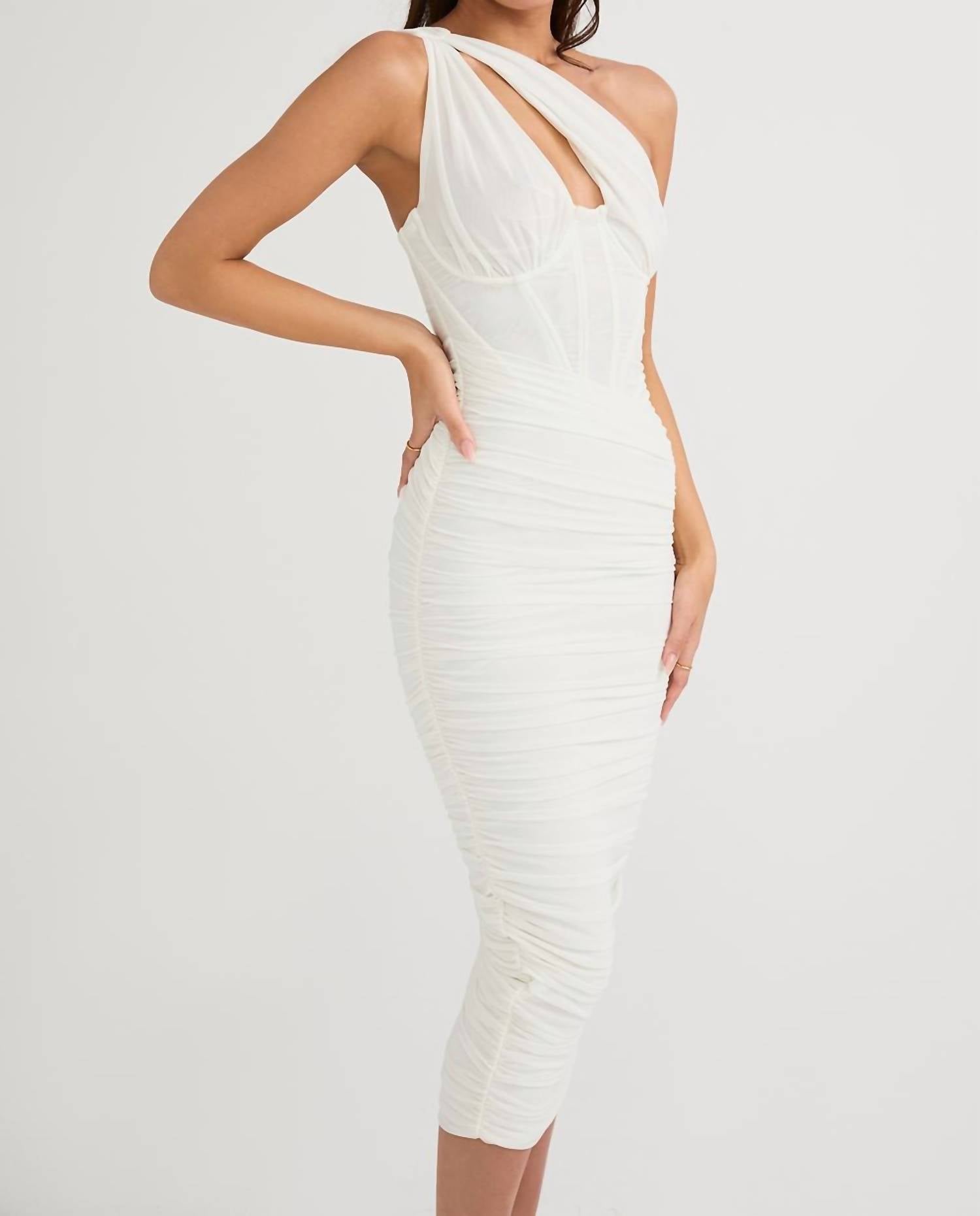 House Of Cb - Valentina Asymmetric Cutout Midi Dress