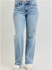 Judy Blue - Heather Mid Rise Rigid Magic Straight Jeans