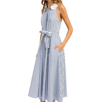 En Saison - Clara Stripe Sleeveless Midi Shirtdress