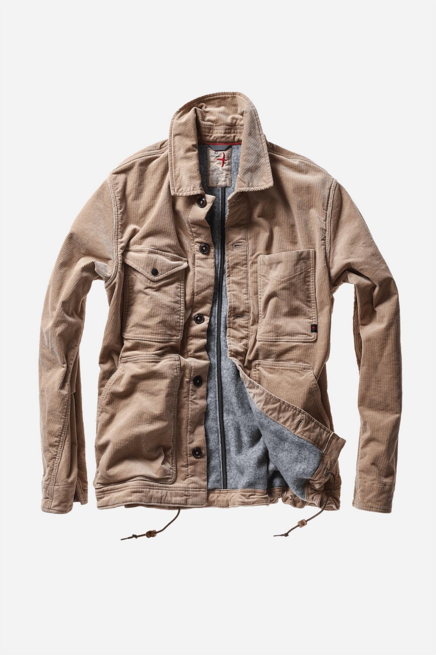 Relwen Pile-lined Chore Coat in buff khaki corduroy - men's jacket - alternate view