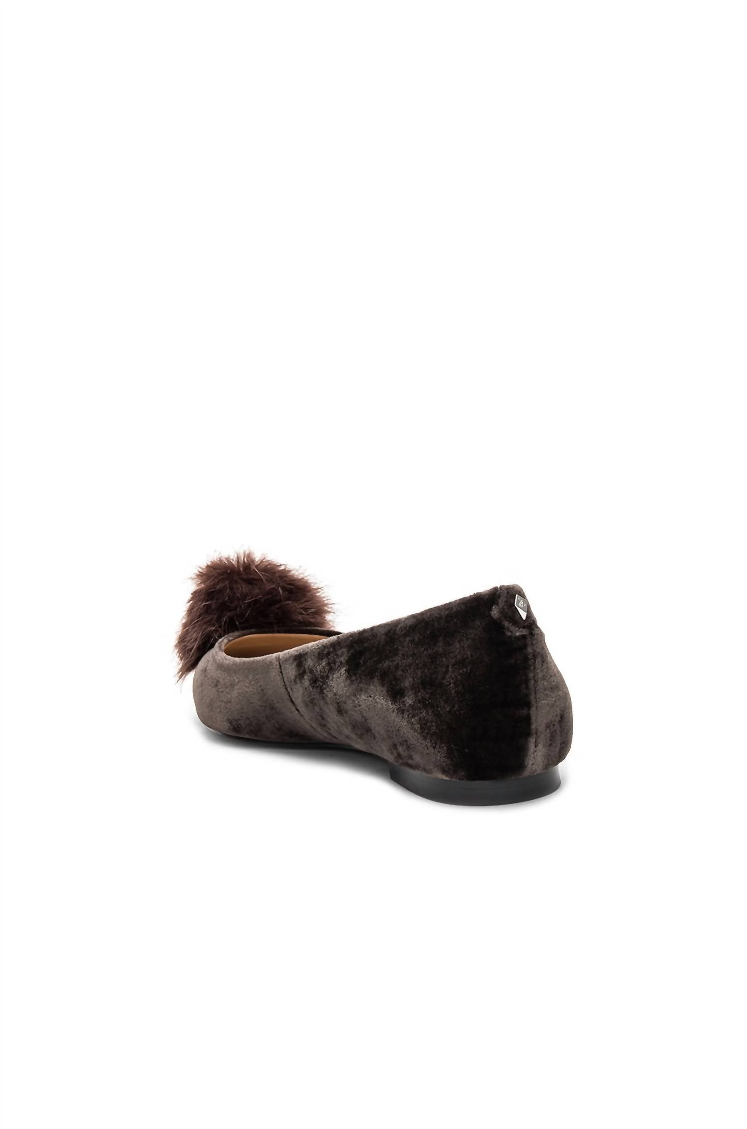 Sam Edelman Women's Raddie Velvet Flat With Pom in dark grey - women's flats - alternate view