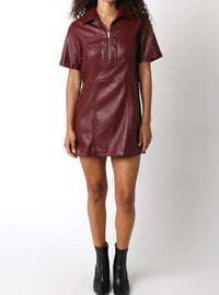 Olivaceous - Vegan Leather Mini Dress