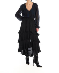 ALLISON NEW YORK Ella Textured Midi Skirt in black - women's skirt - detail view