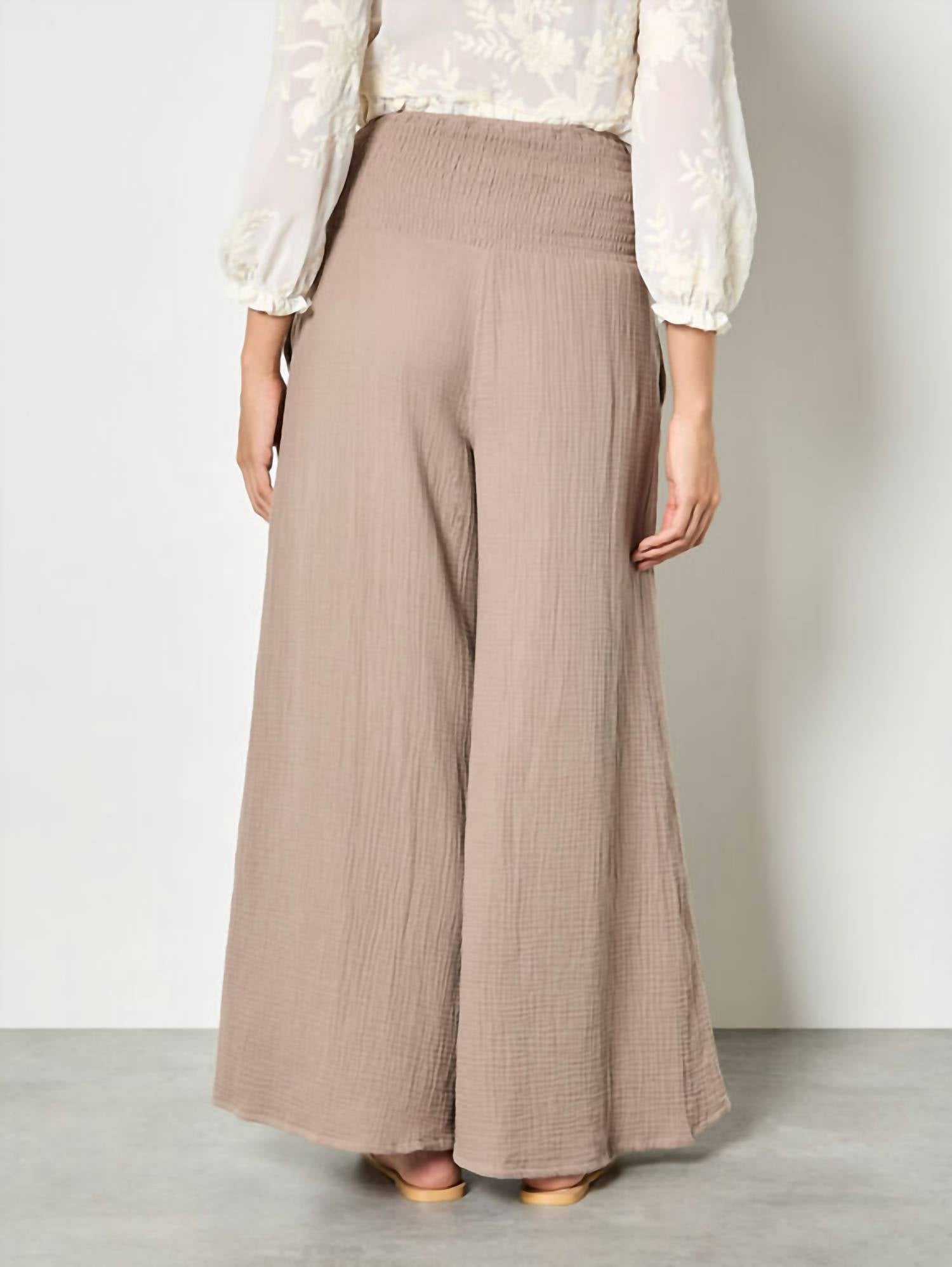 Apricot - Cotton Weave Wide Leg Trouser