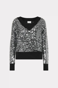 Milly - Ilaria Sequin V-neck Sweater