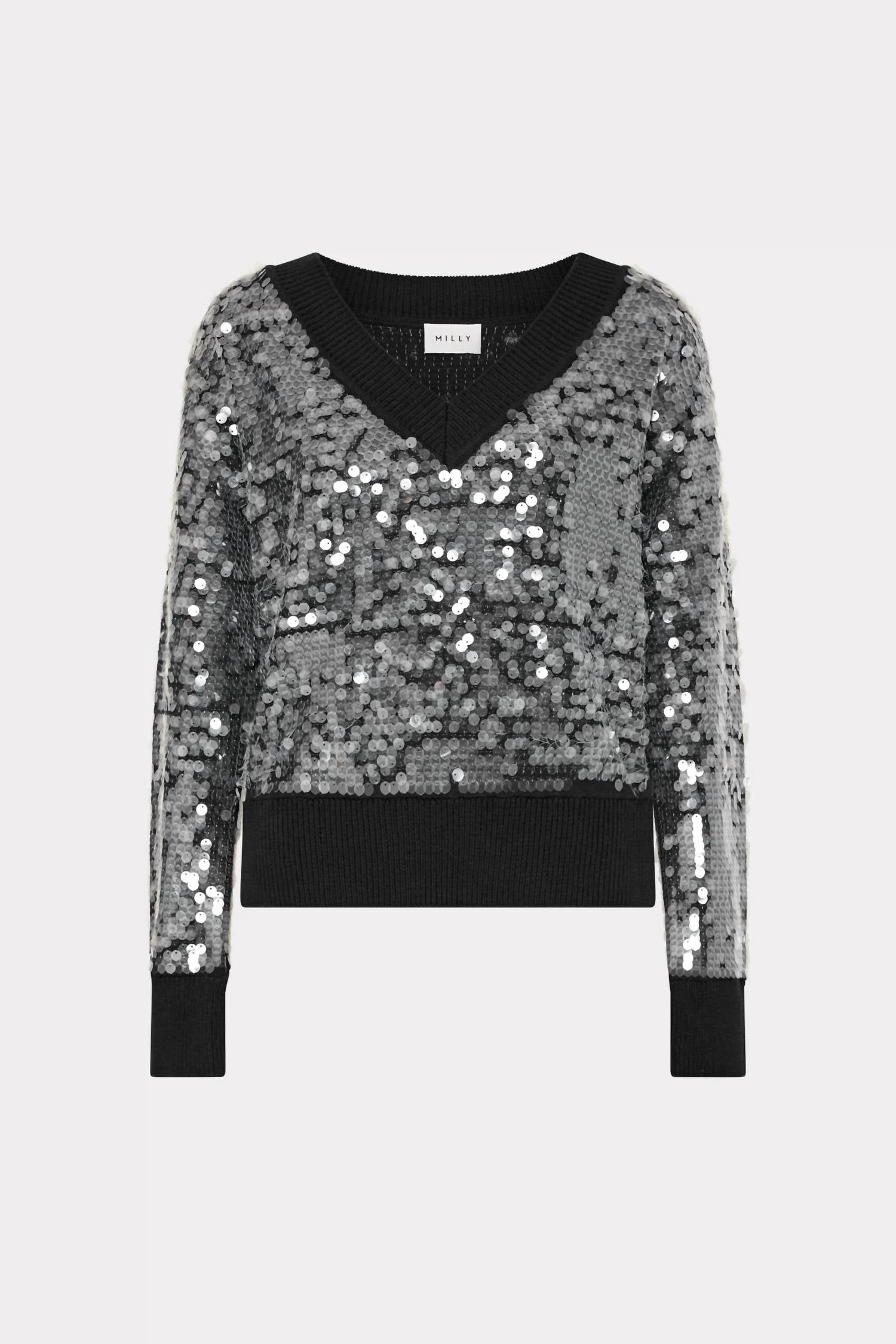 Milly - Ilaria Sequin V-neck Sweater