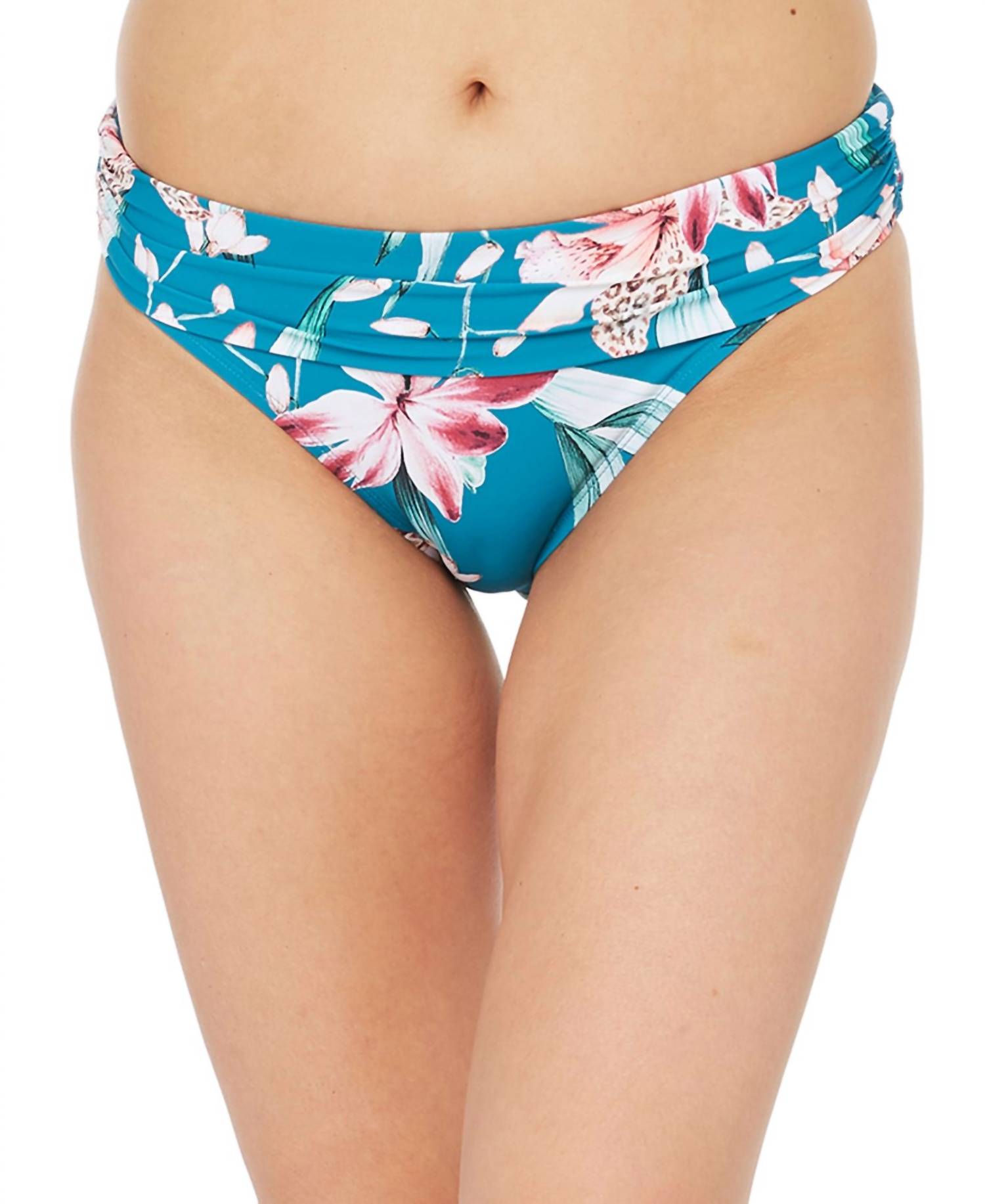 La Blanca - Women's Printed Shirred Band Hipster Bikini Bottoms