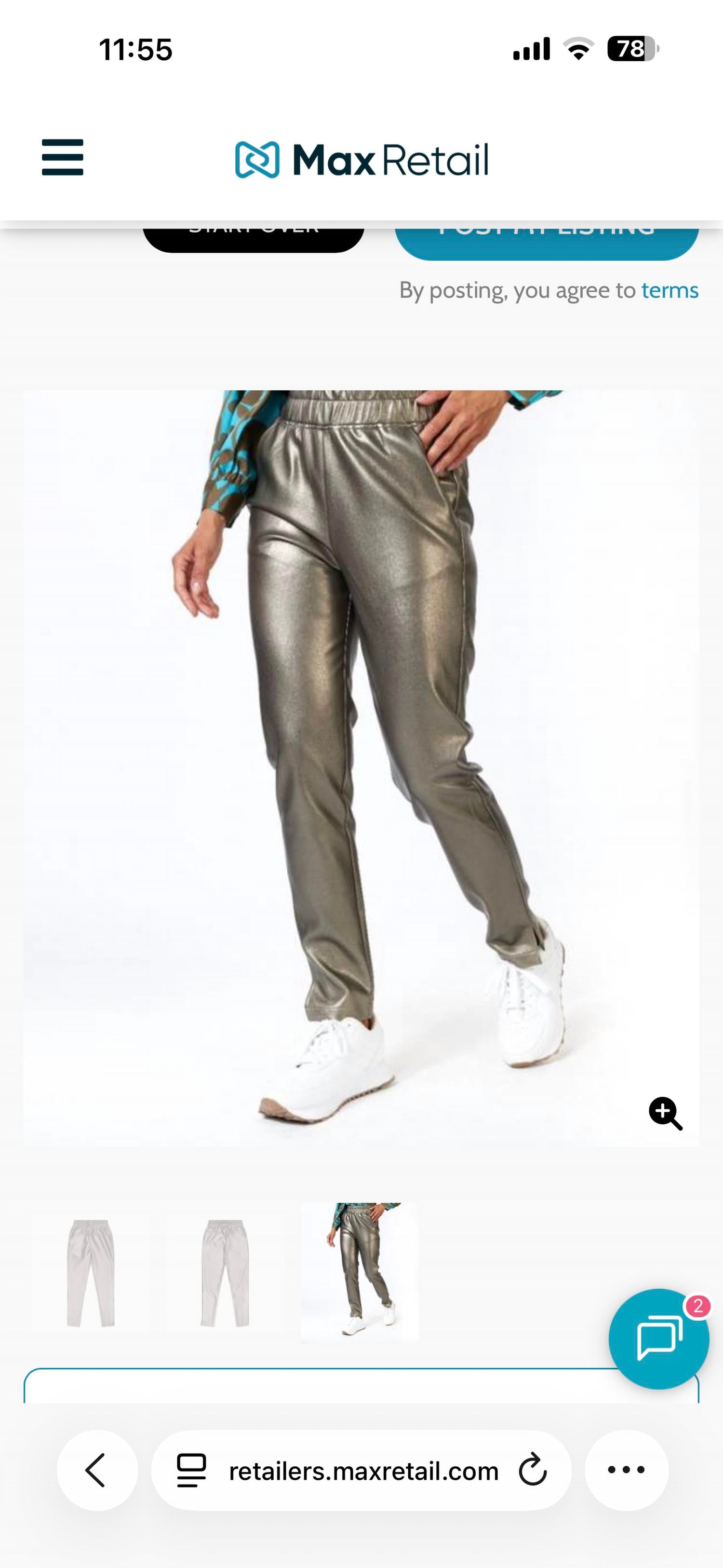 ESQUALO Women's Tregging PU Trousers in soft gold - women's pants - detail view