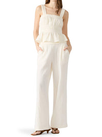 STEVE MADDEN Pomeline Stretch Cotton Guaze Pants in white - women's pants - view 5