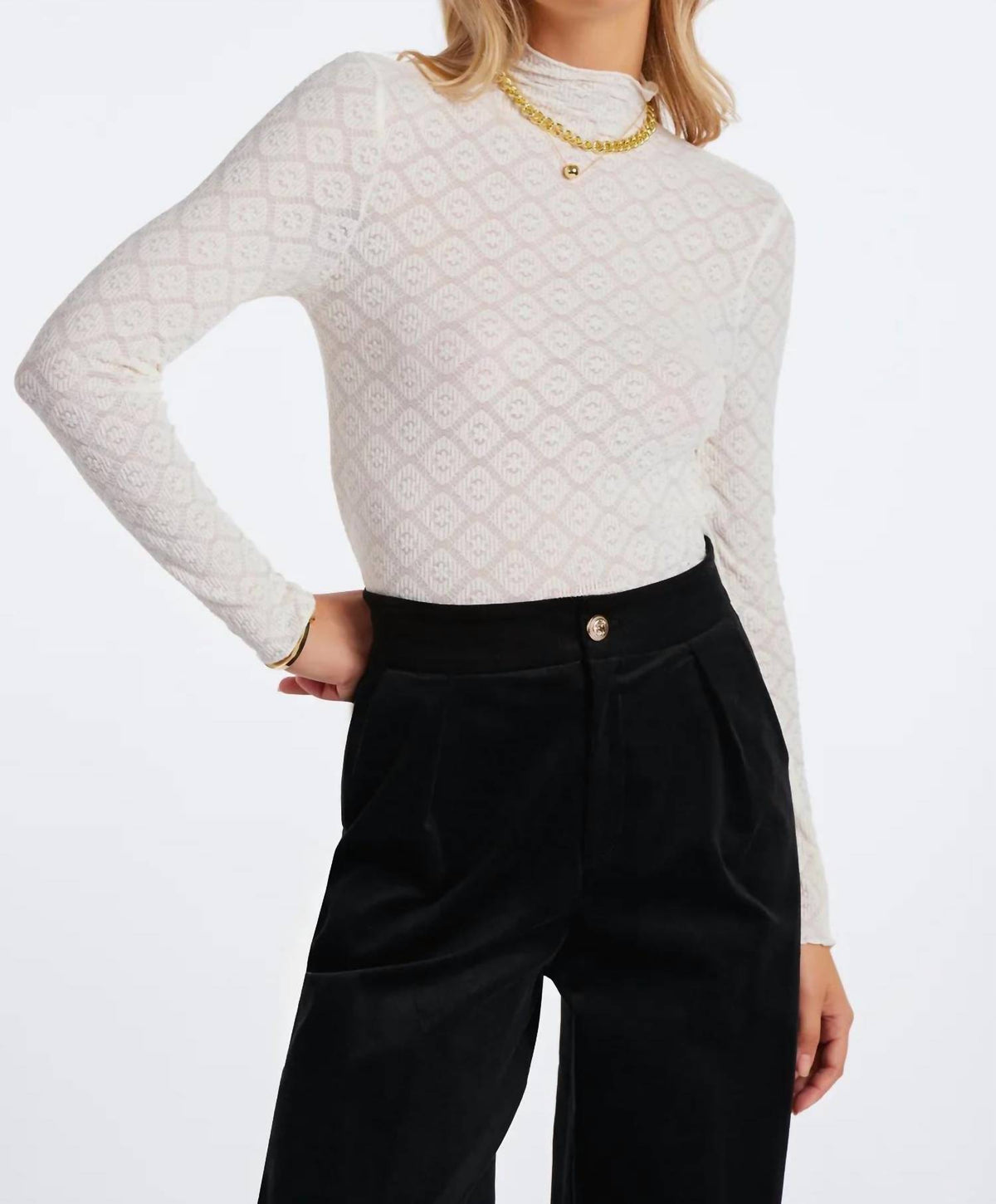 Bishop + Young - Spencer Funnel Neck Lace Top