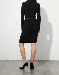 Joseph Ribkoff Wrap Front Dress With Belt in black - women's dress - alternate view