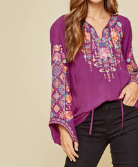 Andree By Unit - Tie Front Embroidered Blouse