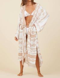 Surf Gypsy - Tribal Print Rayon Crepe Kimono