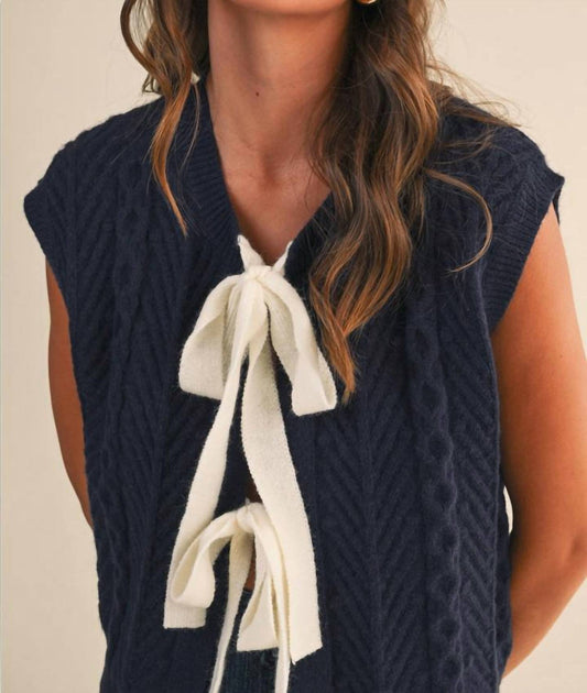 Klesis - Cable Knit With Front Ribbons Vest