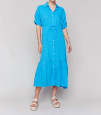 Charlie B - BUTTON FRONT SLEEVELESS SWING DRESS