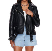 WithBlack Melissa Faux Leather Biker Jacket in black - women's jacket