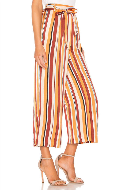 Frame - Striped Satin Belted Wide Leg Crop Pants