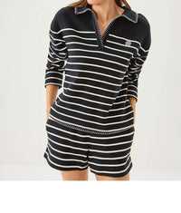 Lilly Pulitzer Aubra Mid Rise Terry Shorts in noir legacy stripe - women's shorts - alternate view