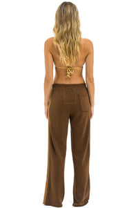 AVIATOR NATION Five Stripe Wide Leg Sweatpants in chocolate - women's pants - alternate view