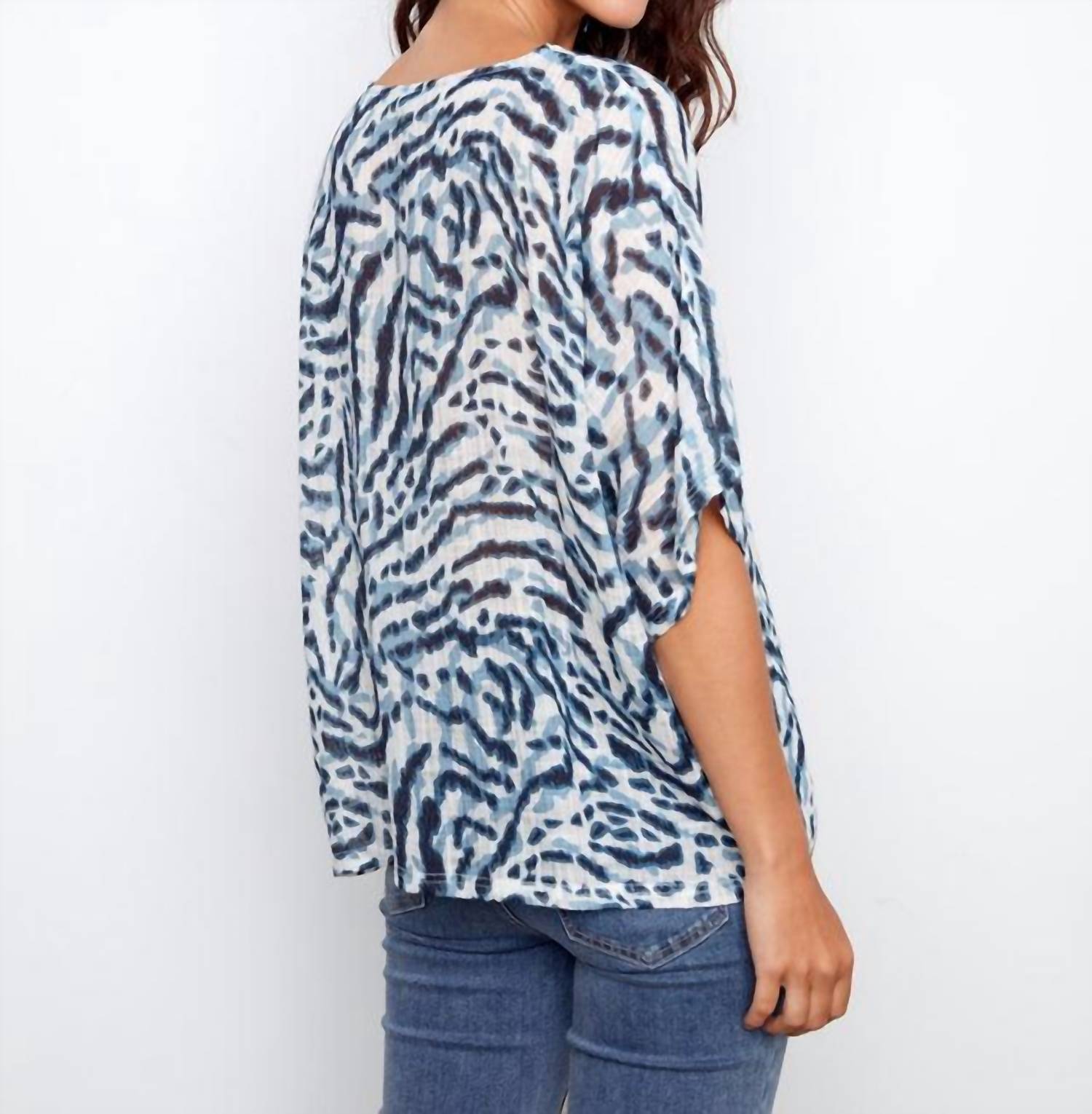 CHARLIE B Printed Dolman Cotton Blend Blouse in zebra - women's blouse - alternate view