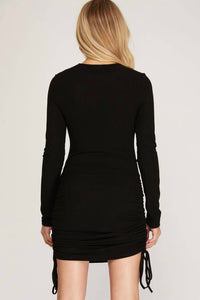 She + Sky - Brushed Stretch Knit Dress With Ruched Side Detail