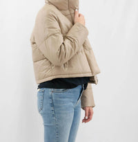 Coalition LA Vegan Leather Puffer Jacket in taupe - women's jacket - alternate view