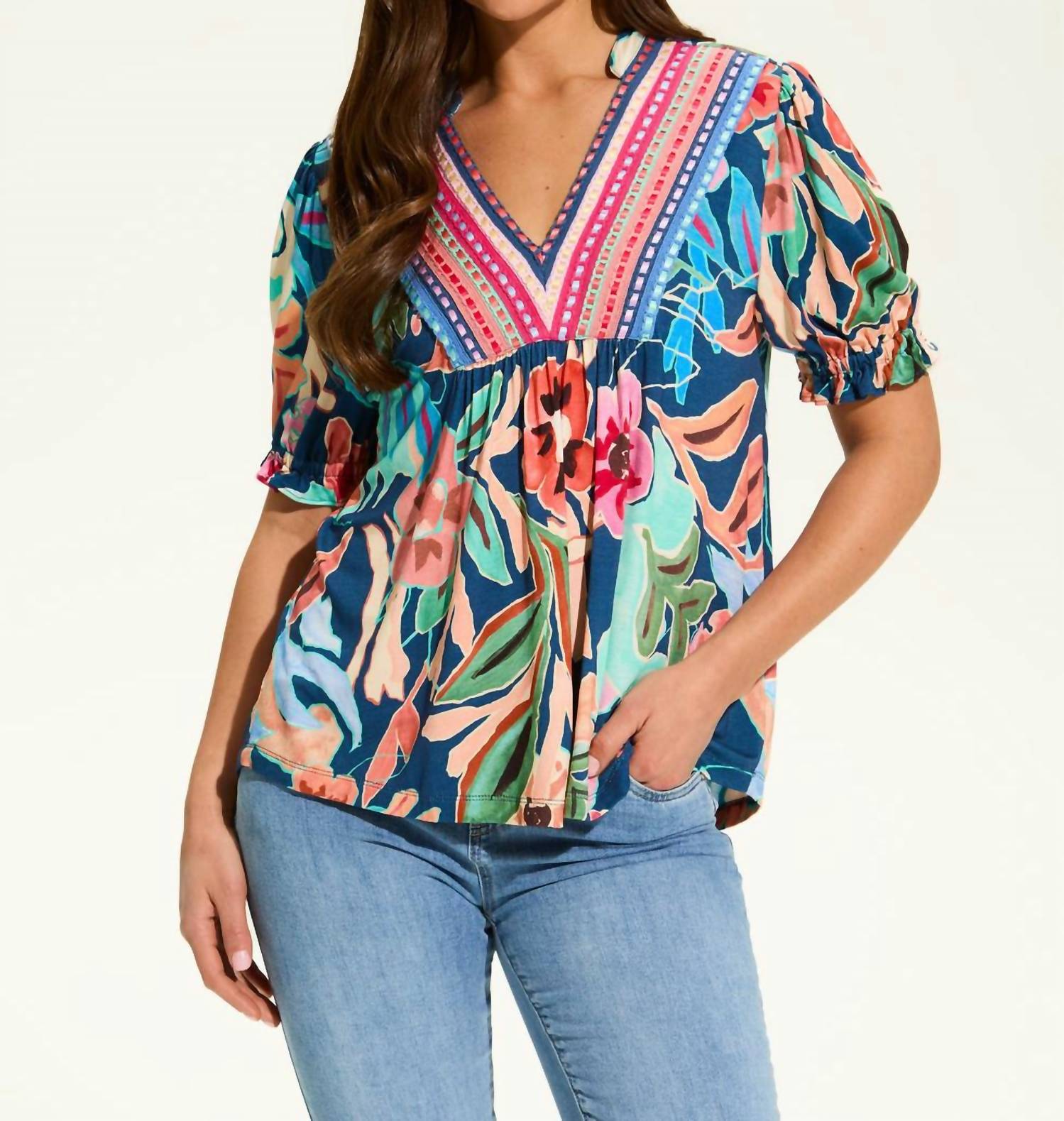 Fdj - Ellbow Sleeve Embellished Top