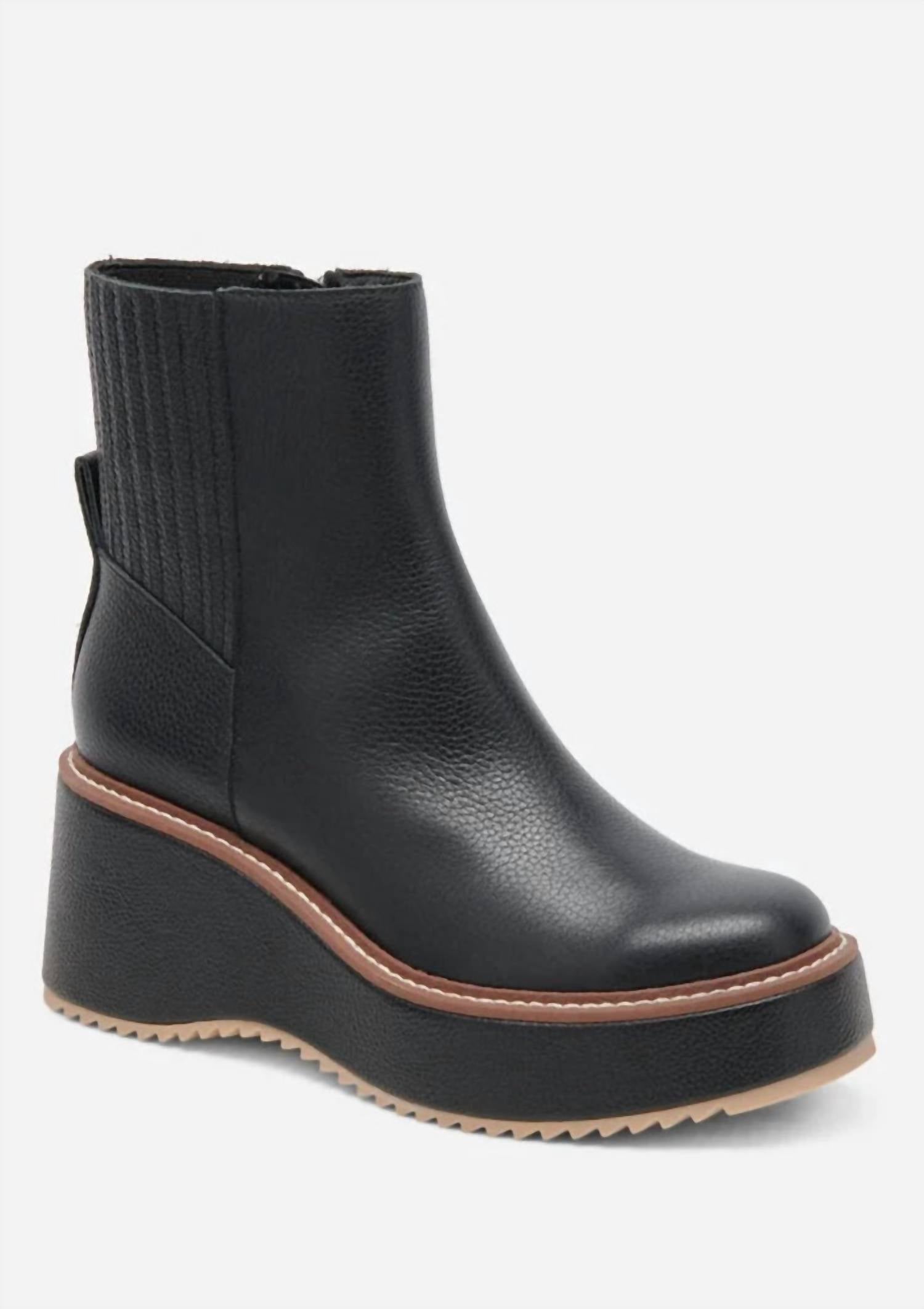 Dolce Vita Women's Hilde Gore Lug-sole Wedge Booties in black - women's shoe