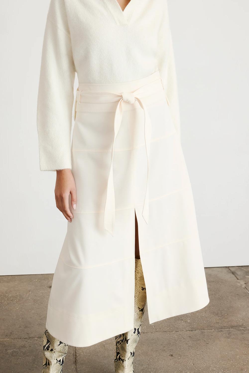 TANYA TAYLOR Hudson Midi Skirt in cream - women's skirt - detail view