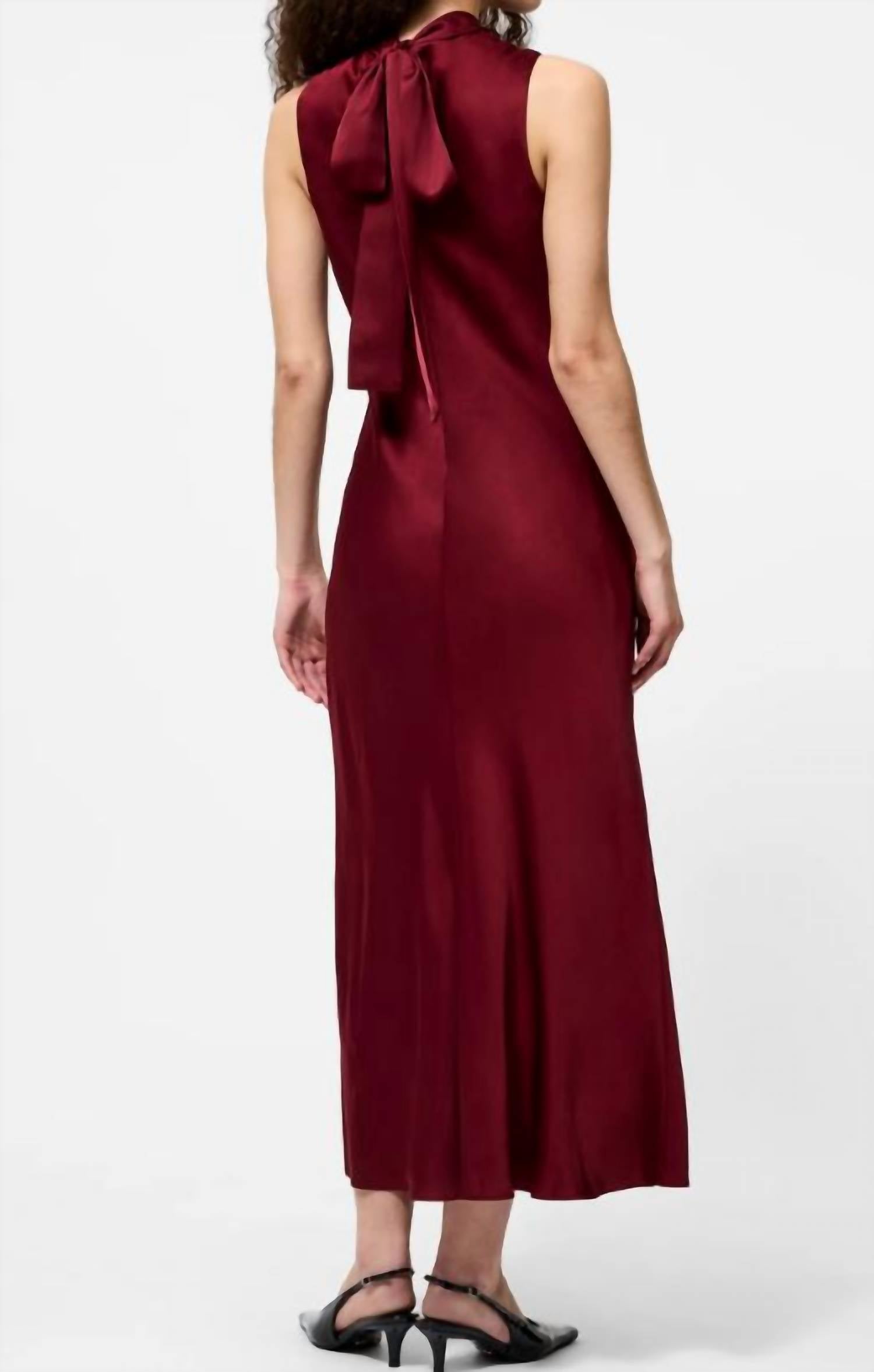 French Connection - Ennis Satin Sleeveless Bow Midi Dress