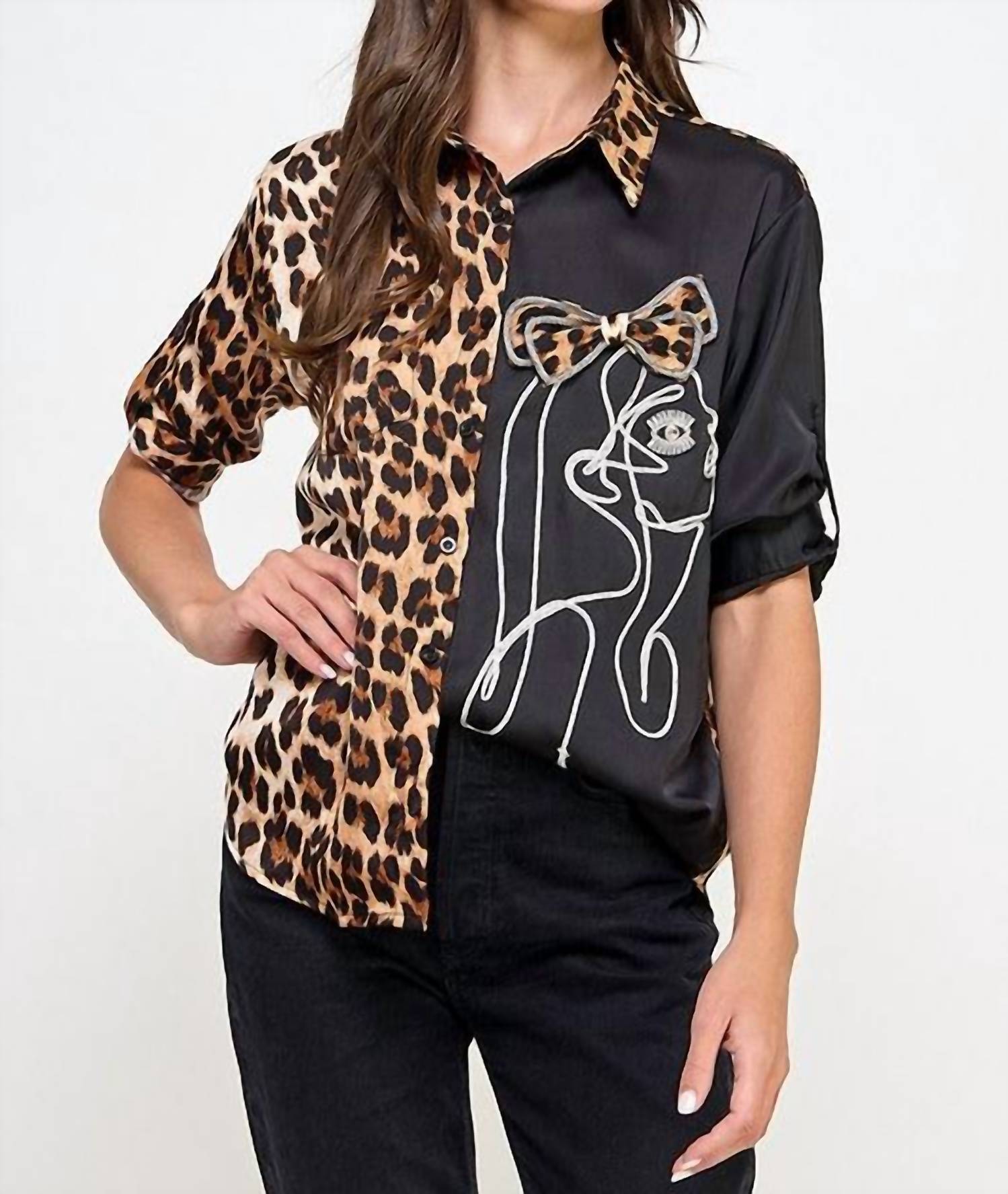 Pastel Design - Animal Print Face Top