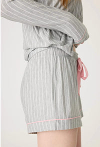 PJ Salvage Lazy Days Stripe Sleep Short in grey - women's shorts - detail view