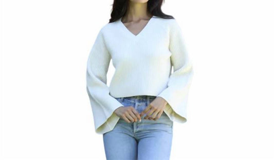 Angie - V Neck Bell Sleeve Sweater