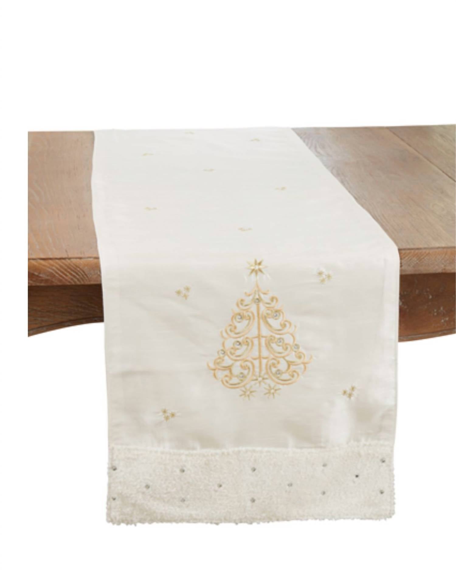 Saro Lifestyle - Embroidered Christmas Tree Table Runner