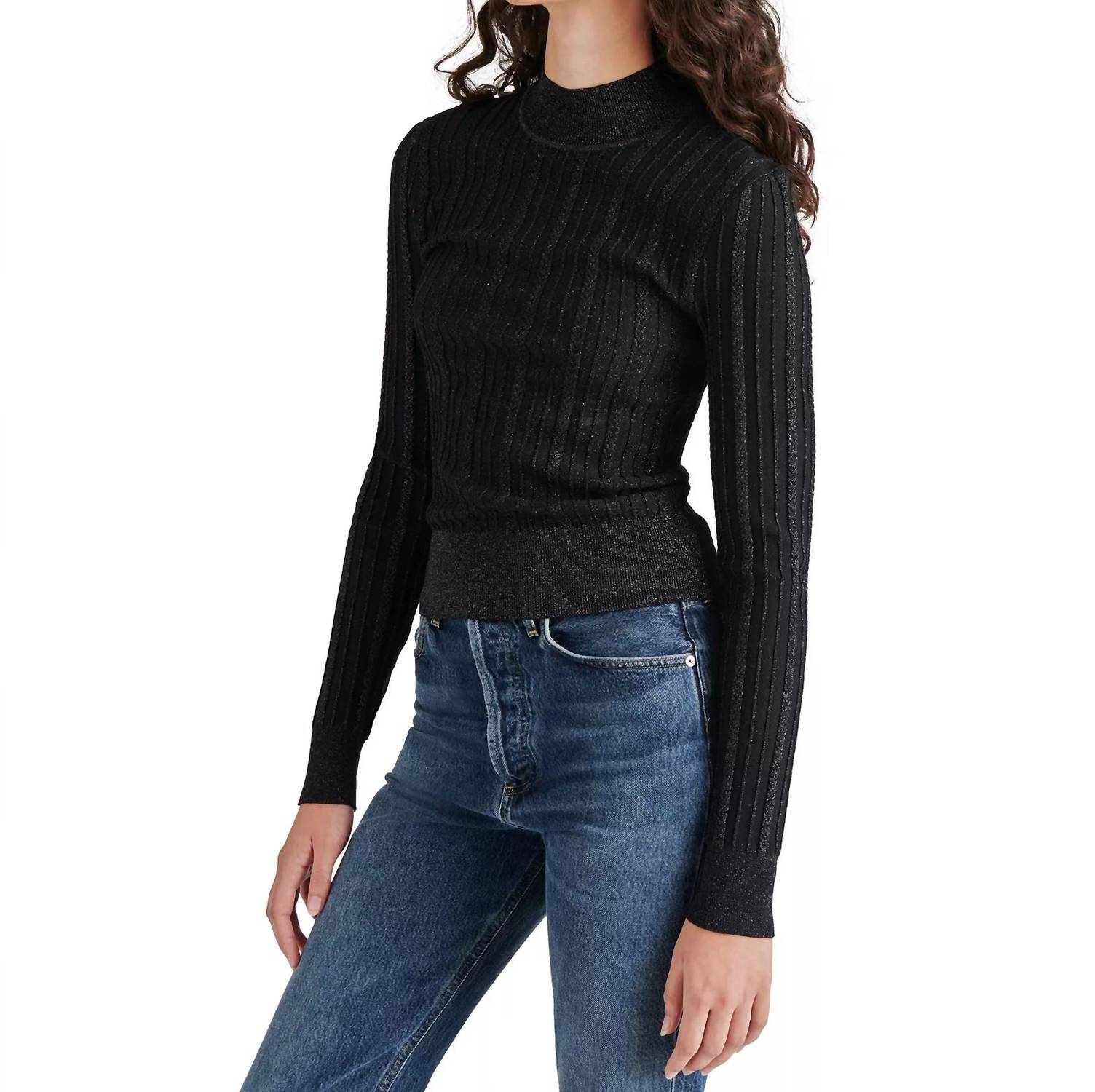 Steve Madden - Pamela Metallic Cable-knit Sweater